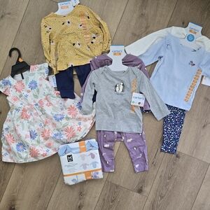 NWT 100% Cotton 14 Piece 9-12 month Girls bundle matching set